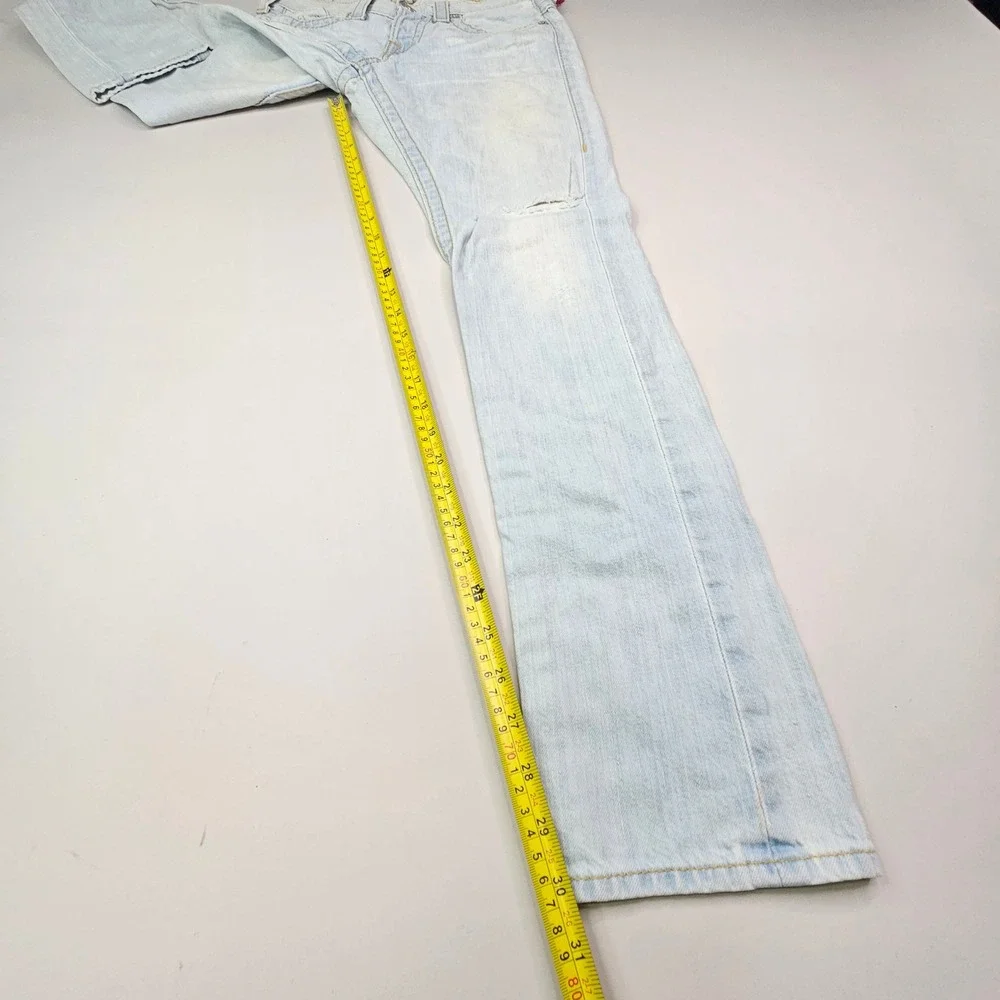 True Religion Ricky Super T Jeans Mens 24 Light Wash Blue Distressed Straight